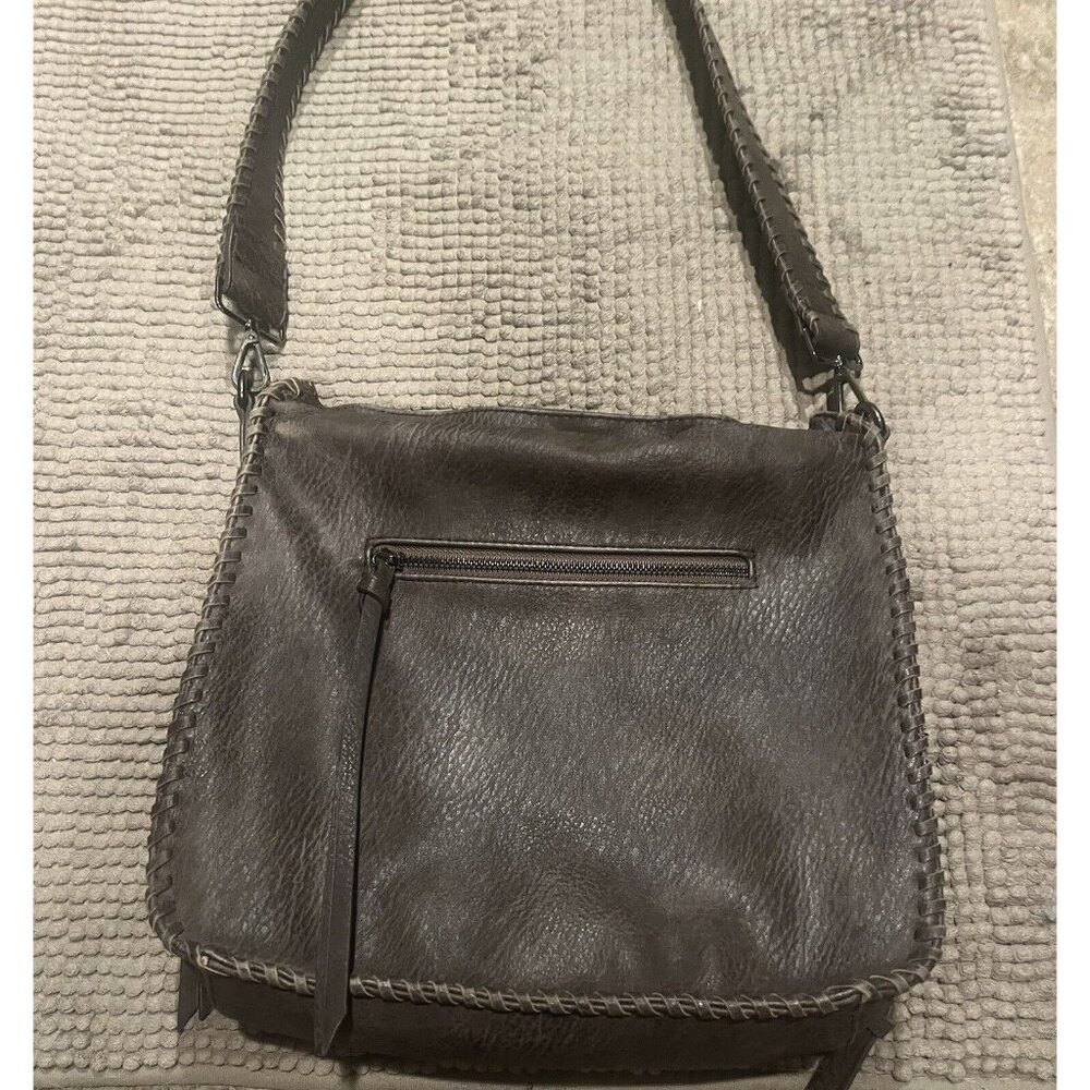 Antik Kraft Vegan Leather Purse Magnetic Closure, 3 Outside Zippers, Brown Taupe